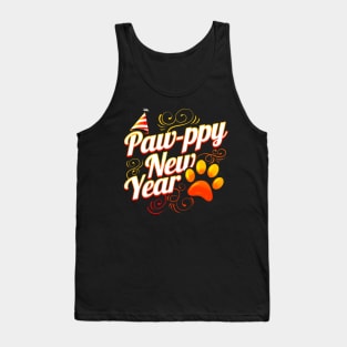 Cat And Dog Lover - Paw-ppy Happy New Year Tank Top